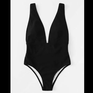 SHEIN low back plunging one piece swimsuit